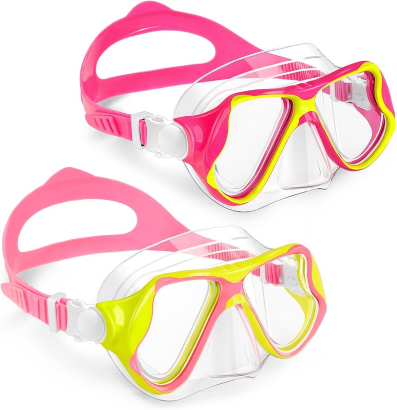 Freela 2 Pack Kids Swim Goggles Mask for Boys Girls 3-14, Tempered Glass Lens 180° HD View with Nose Cover for Pool Beach - Image 1